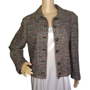 Emil Rutenberg Vintage 100% Hand Woven SILK BLAZER JACKET Large Muti Color   T36